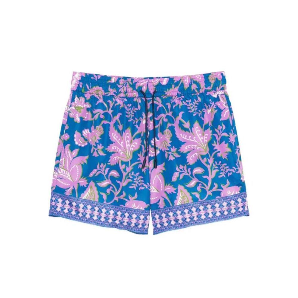 Etro Men Swim Shorts With Floral Print Trim